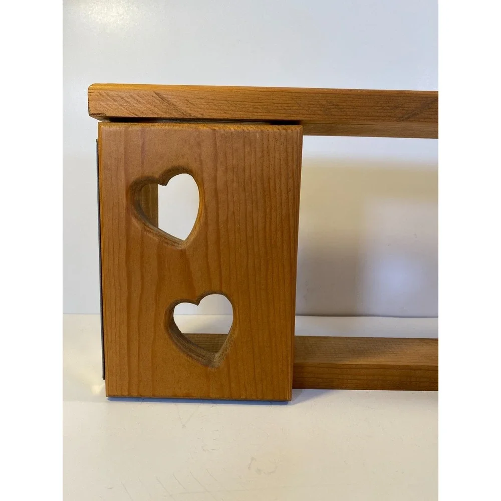 Vintage Wood Wall shelf with Heart Cutouts Country Farmhouse Decor